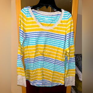 Blue, yellow and and White gray top!